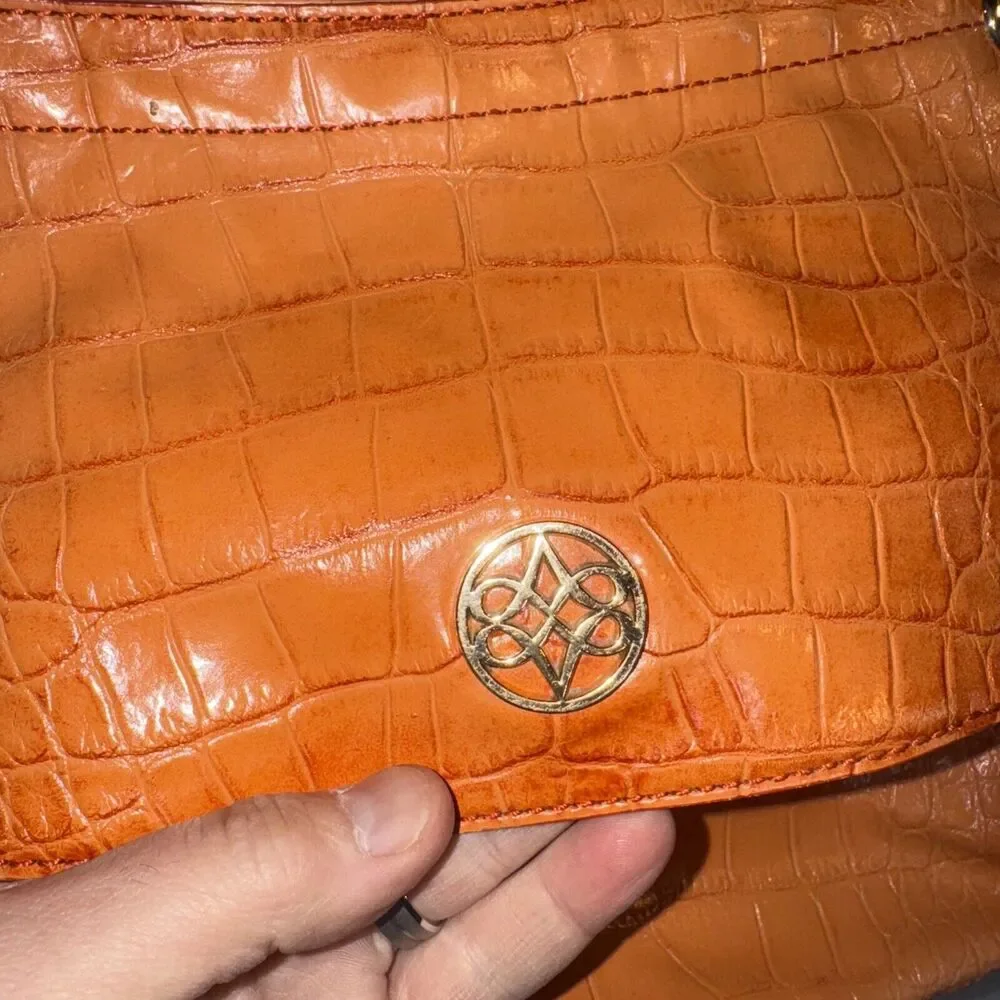 Antonio Melani Crocodile Embossed Leather‎ Shoulder Bag Vintage